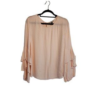 Samantha Dru Flutter sleeve Pink Blouse womens size L
